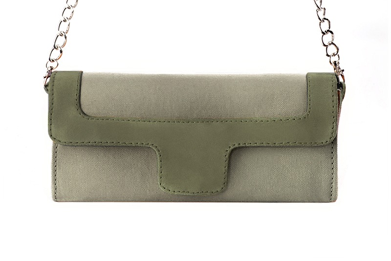 Dress clutch for wedding and parties in khaki green - Profile view